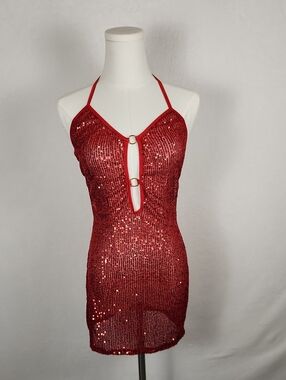 Exotic Dancewear Red Mini Dress‎ - One Size